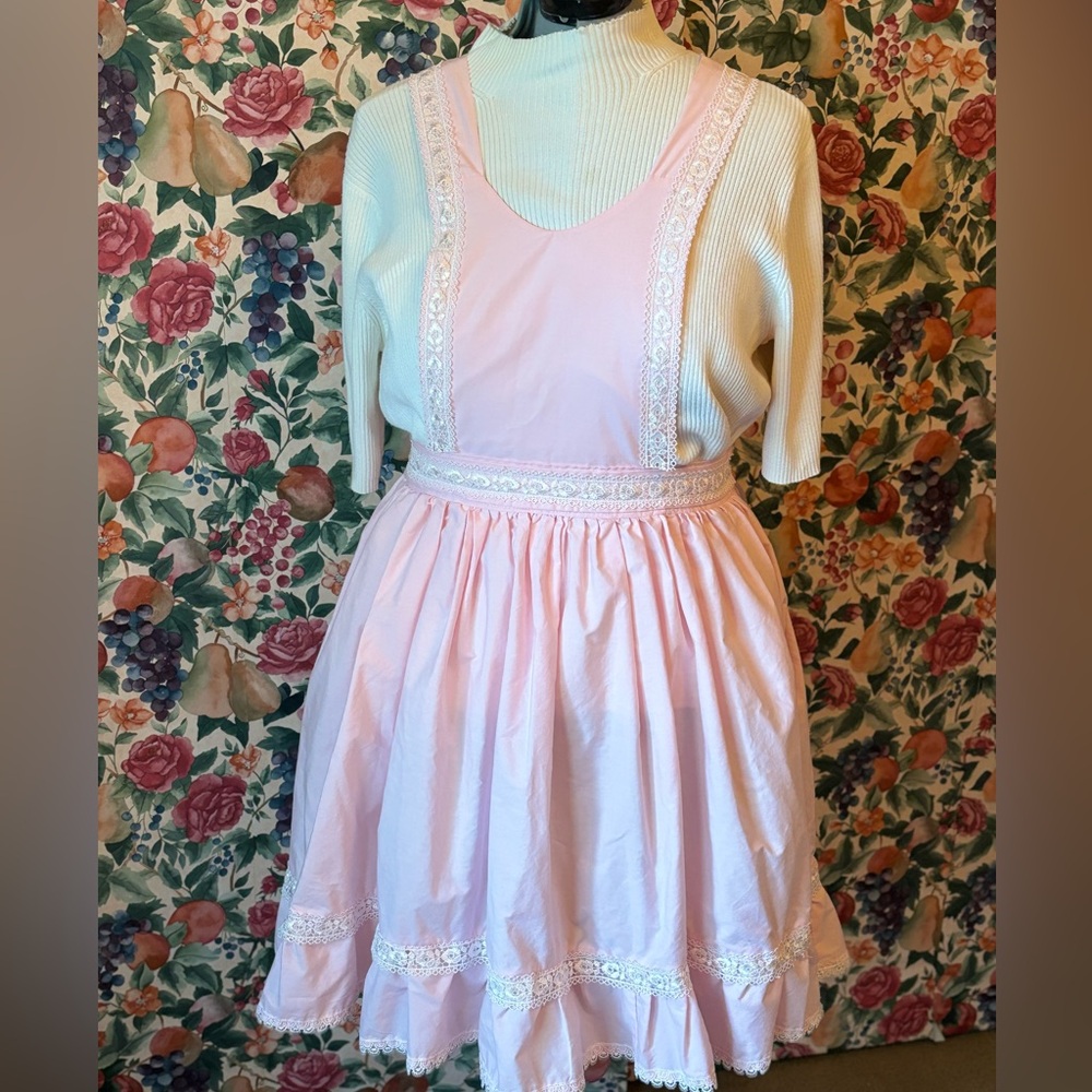Vintage, Pink Pinafore Apron Dress